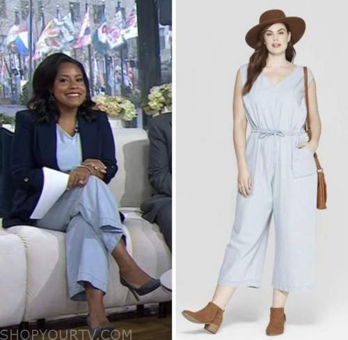 The Today Show: April 2023 Sheinelle Jones's Chambray Denim Jumpsuit ...