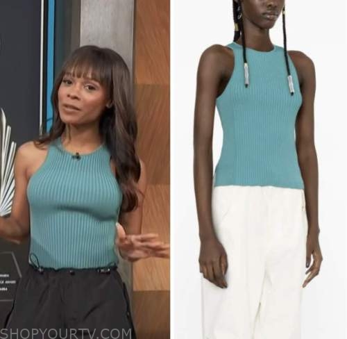 Access Hollywood: April 2023 Zuri Hall's Teal Green Ribbed Tank Top ...