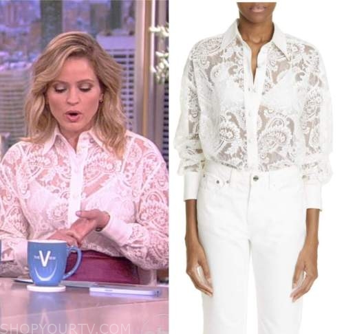 The View: April 2023 Sara Haines's White Lace Shirt | Shop Your TV