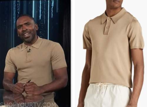 E! News: April 2023 Justin Sylvester's Tan Polo Shirt | Shop Your TV