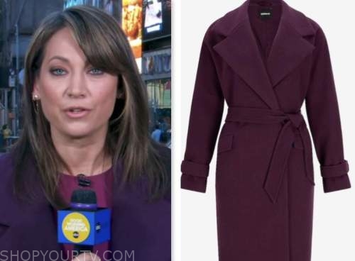 Good Morning America: April 2023 Ginger Zee's Purple Wrap Coat | Shop ...