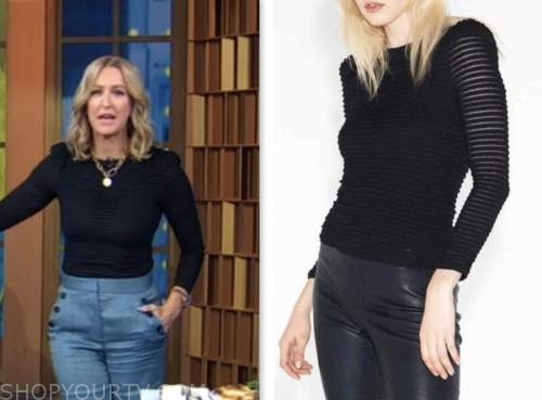 Good Morning America: April 2023 Lara Spencer's Black Ruched Button ...