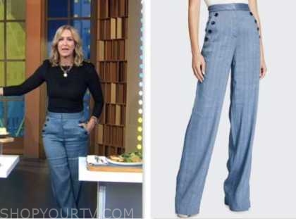 Good Morning America: April 2023 Lara Spencer's Blue Linen Sailor Pants ...