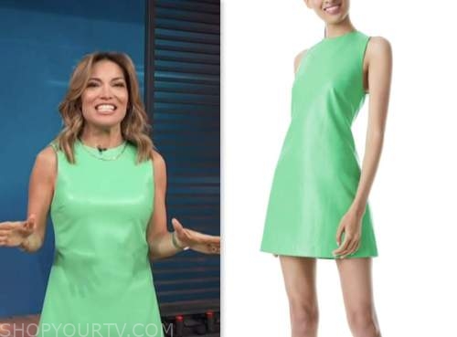 Access Hollywood: April 2023 Kit Hoover's Green Leather Shift Dress ...