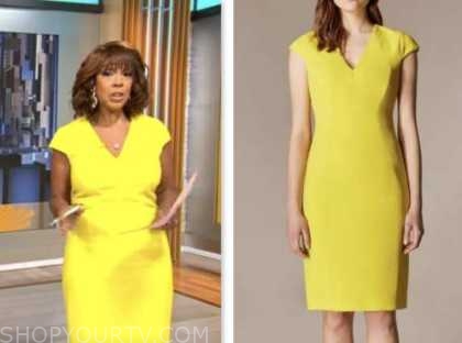 CBS Mornings: April 2023 Gayle King's Yellow Cap Sleeve Pencil Dress ...