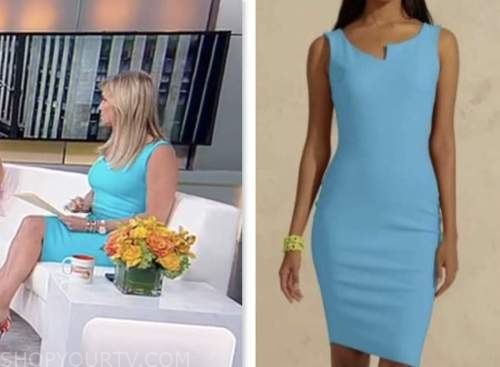 Outnumbered: April 2023 Ainsley Earhardt's Blue Split Neck Sheath Dress ...