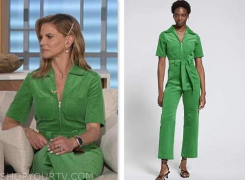 The Talk: April 2023 Natalie Morales's Green Corduroy Jumpsuit | Shop ...