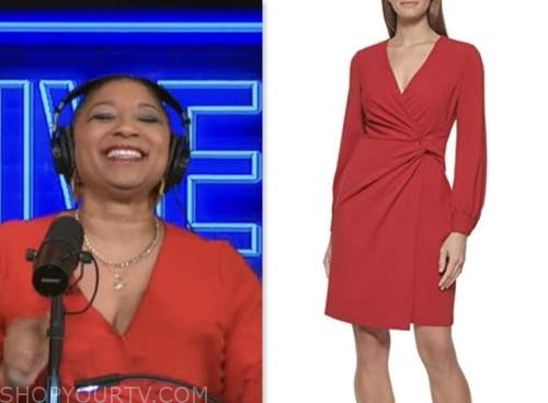 Live with Kelly and Mark: April 2023 Deja Vu's Red Wrap Knot Dress ...