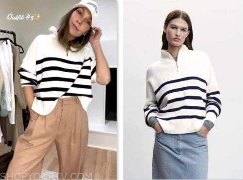 The Today Show: April 2023 Melissa Garcia's White Striped Zip Sweater ...