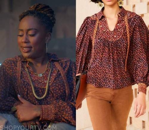 Good Trouble Season 5 Episode 5 Malikas Printed Blouse Shop Your Tv