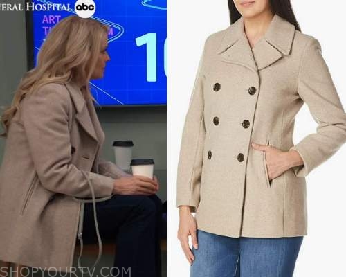 General Hospital: April 2023 Felicia's Beige Double Breasted Coat ...