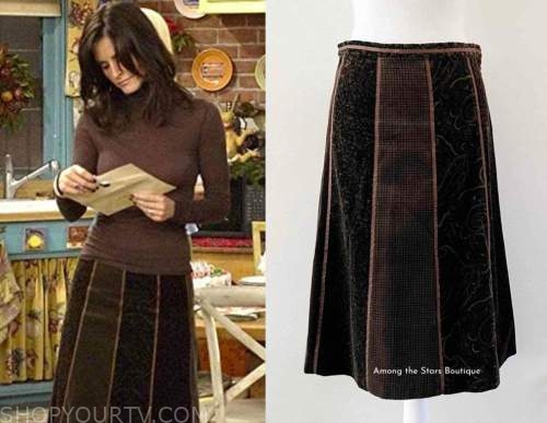 Friends: Season 9 Episode 10 Monica's Brown Velvet Skirt | Shop