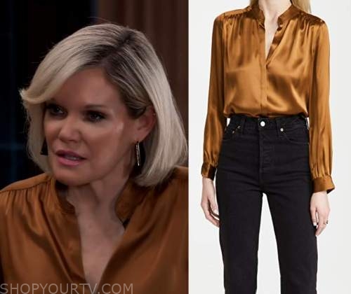 General Hospital: April 2023 Ava's Gold Satin Blouse | Shop Your TV