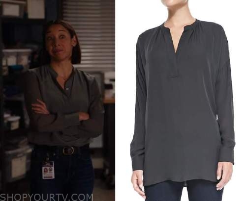 Hudson and Rex: Season 5 Episode 19 Sarah's Grey Silk Blouse | Shop Your TV