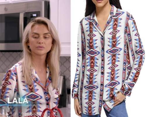 Shady Lady Print Pajamas In Green Money Print worn by Lala Kent as seen in  Vanderpump Rules (S11E07)