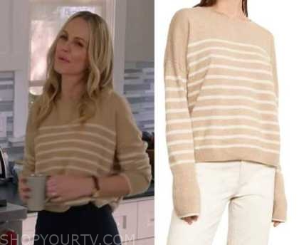 All American: Season 5 Epsiode 17 Laura's Beige & White Striped Sweater ...