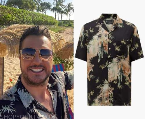 American Idol: Season 21 Luke's Black & Pink Hawaiian Shirt | Shop Your TV