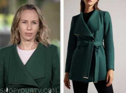 Good Morning America: May 2023 Britt Clennett's Green Wrap Coat | Shop ...