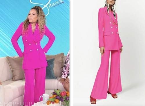 Sherri: May 2023 Sunny Hostin's Pink Double Breasted Blazer and Pant ...