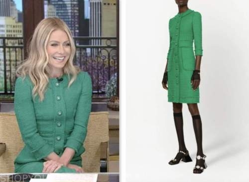 Live with Kelly and Mark: May 2023 Kelly Ripa's Green Tweed Button ...