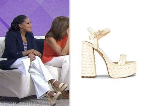 The Today Show: May 2023 Sheinelle Jones's Woven Raffia Platform ...