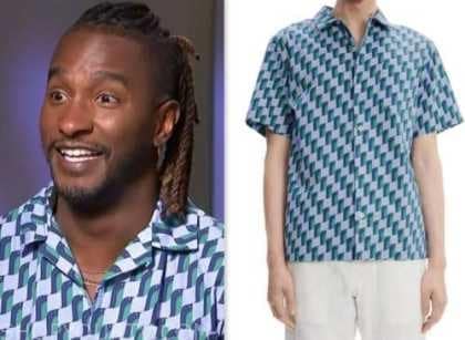 Access Hollywood: May 2023 Scott Evans's Blue Geometric Print Shirt ...