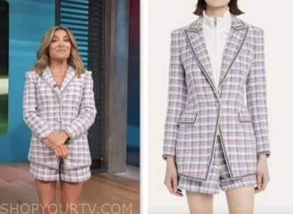Access Hollywood: May 2023 Kit Hoover's Purple Tweed Blazer and Shorts ...