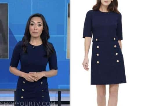 The Today Show: May 2023 Emilie Ikeda's Navy Blue Button Front Sheath ...