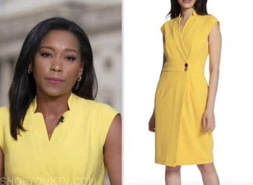 Good Morning America: May 2023 Rachel Scott's Yellow Cap Sleeve Sheath ...