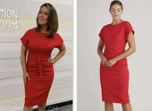 Good Morning Britain: May 2023 Susanna Reid's Red Belted Pencil Dress ...