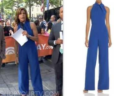 The Today Show: May 2023 Hoda Kotb's Blue Twist Neck Halter Jumpsuit ...