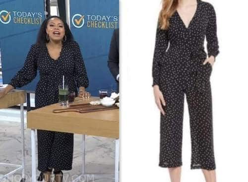 The Today Show: May 2023 Sheinelle Jones's Black Polka Dot Jumpsuit ...