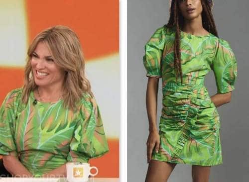 Access Hollywood: May 2023 Kit Hoover's Green Leaf Print Puff Sleeve ...