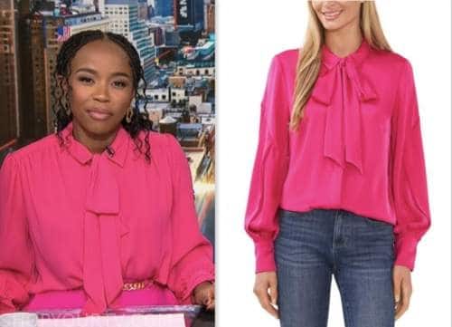 NBC News Daily: May 2023 Zinhle Essamuah's Pink Tie Neck Blouse | Shop ...