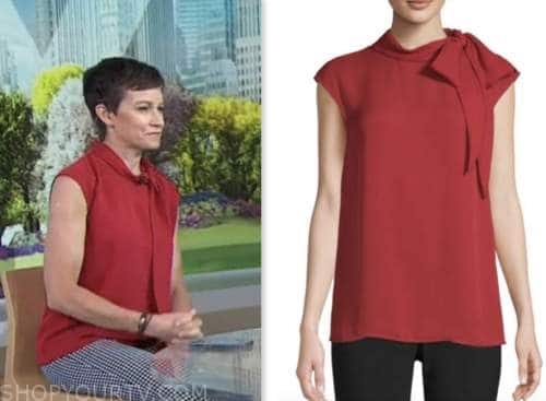 The Today Show: May 2023 Stephanie Gosk's Red Tie Neck Silk Blouse ...