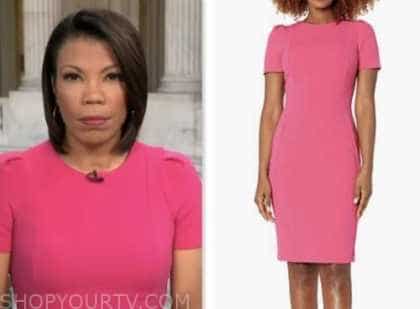CBS Mornings: May 2023 Nikole Killion's Pink Cap Sleeve Sheath Dress ...