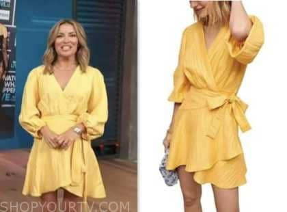 Access Hollywood: May 2023 Kit Hoover's Yellow Wrap Dress | Shop Your TV