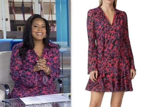 The Today Show: May 2023 Sheinelle Jones's Pink Floral Print Tie Neck ...