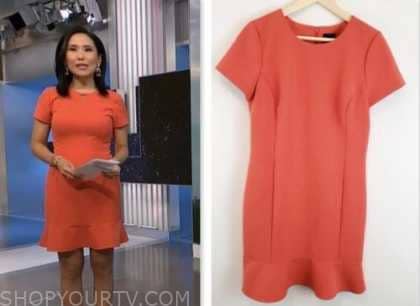 NBC News Daily: May 2023 Vicky Nguyen's Coral Red Ruffle Hem Mini Dress ...