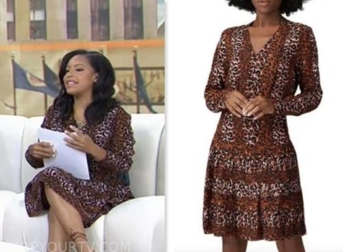 The Today Show: May 2023 Sheinelle Jones's Leopard Cheetah Stripe Dress ...