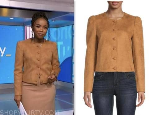 NBC News Daily: May 2023 Zinhle Essamuah's Tan Camel Suede Jacket ...