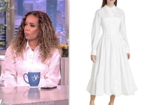 The View: May 2023 Sunny Hostin's White Corset Shirt Dress | Shop Your TV