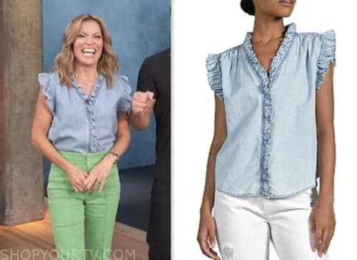 Access Daily: May 2023 Kit Hoover's Chambray Denim Ruffle Trim Top ...