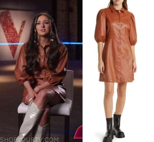 The Voice: Season 23 Holly's Brown Leather Shirt Dress | Shop Your TV