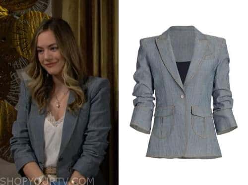 Bold and the Beautiful: May 2023 Hope's Light Blue Denim Blazer | Shop ...