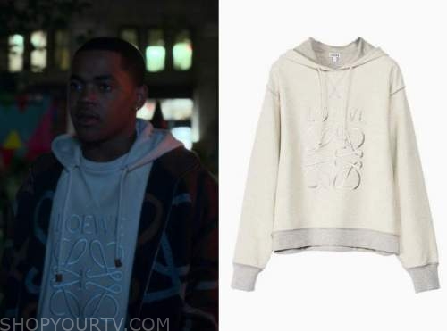 Power Book II Ghost: Season 3 Episode 7 Tariq's Beige Embroidered Loewe  Hoodie