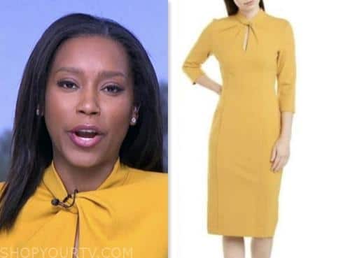 Good Morning America: June 2023 Rachel Scott's Yellow Twist Neck Sheath ...