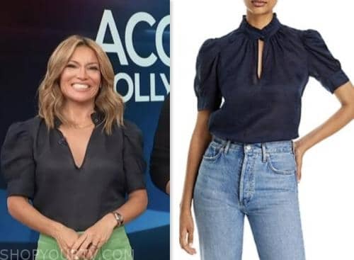 Access Hollywood: June 2023 Kit Hoover's Navy Blue Puff Sleeve Blouse ...