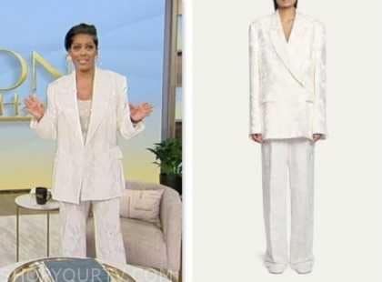 Tamron Hall Show: June 2023 Tamron Hall's White Jacquard Blazer and ...