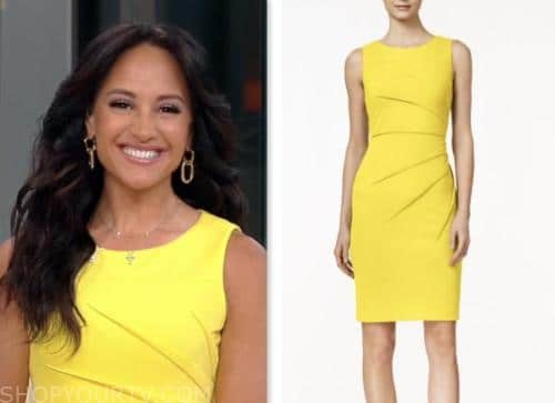 Outnumbered: June 2023 Emily Compagno's Yellow Sleeveless Sheath Dress ...